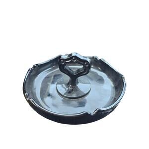 Vintage LE Smith Black Amethyst Glass Candy Dish Bowl Curved Serving Tray